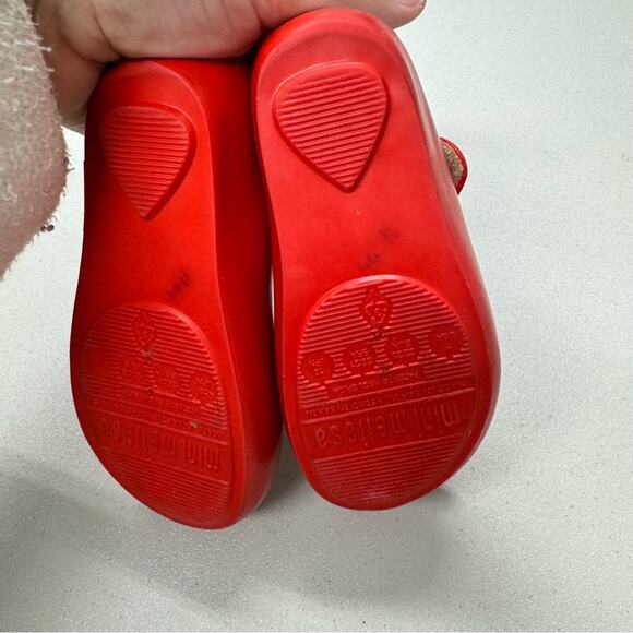 Mini Melissa Red Mickey & Minnie Mouse Kissing Rubber Shoes Baby 7 Dressy Wedge - Picture 3 of 8